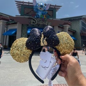 2022 Disney Parks Disneyland Paris 30th Anniversary Tinker Bell Gold Sequin Ears